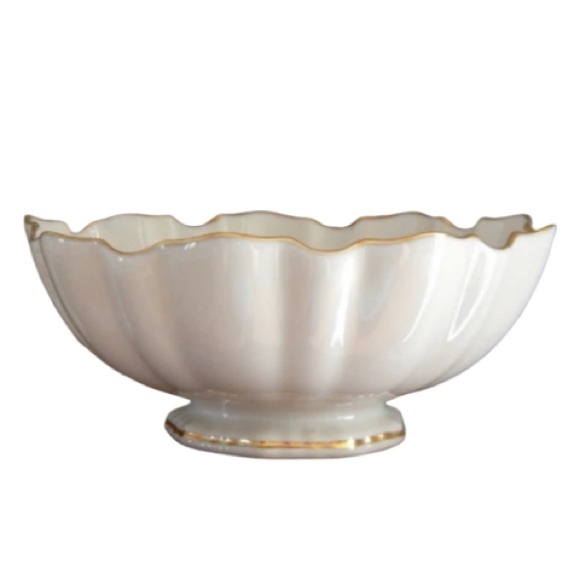 Vintage Other - Vintage Lenox Symphony White With Gold Gilt Trim Ruffles Bowl Dish